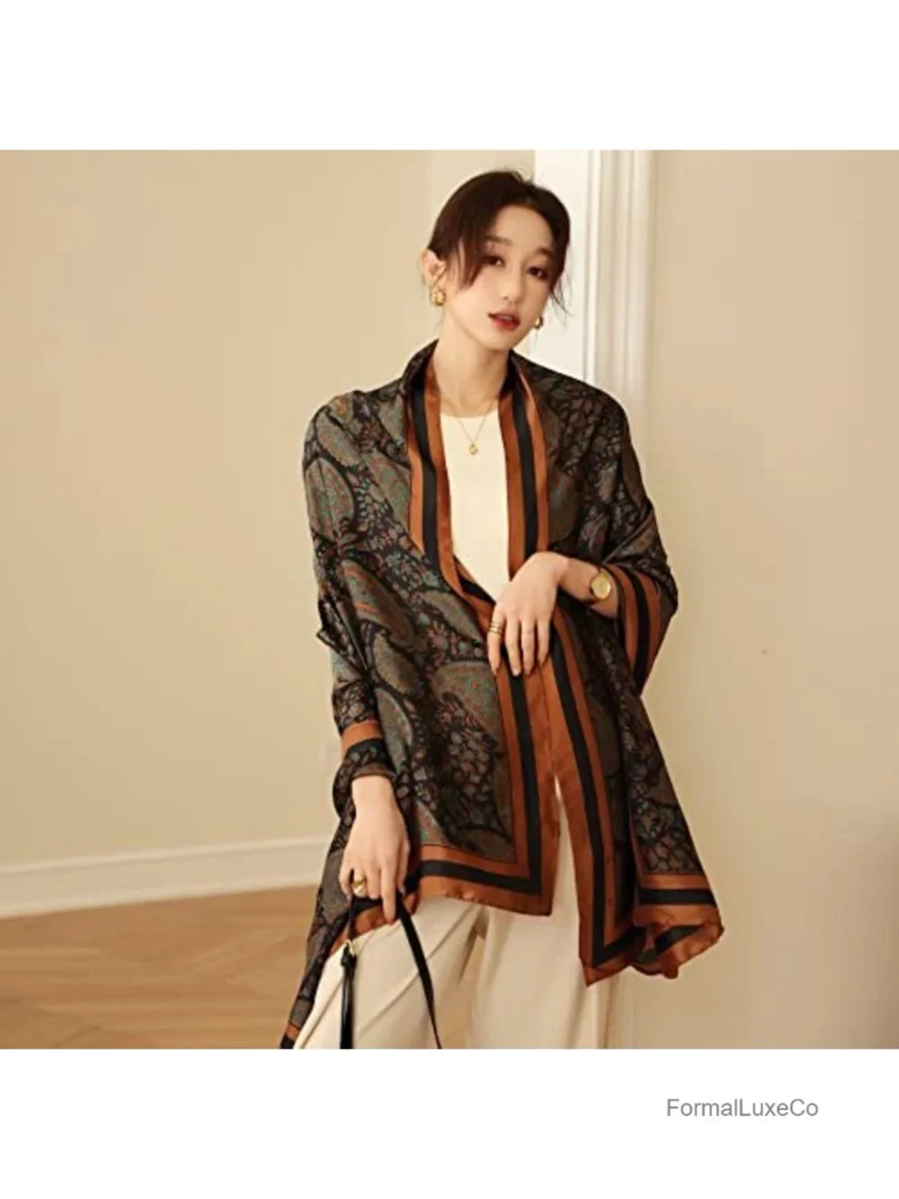 Silk Feeling Fashion Scarf Long Lightweight Shawl for Women